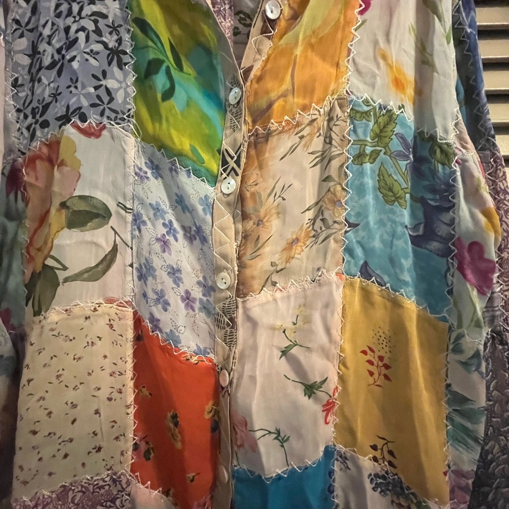 Sacred Threads Multicolor Patchwork Shirt S/M - image 3